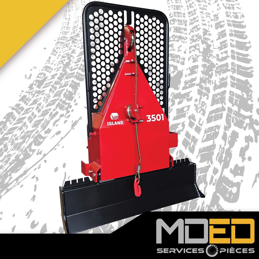 Treuil forestier Nosted NORSE 350 attelé à un tracteur agricole