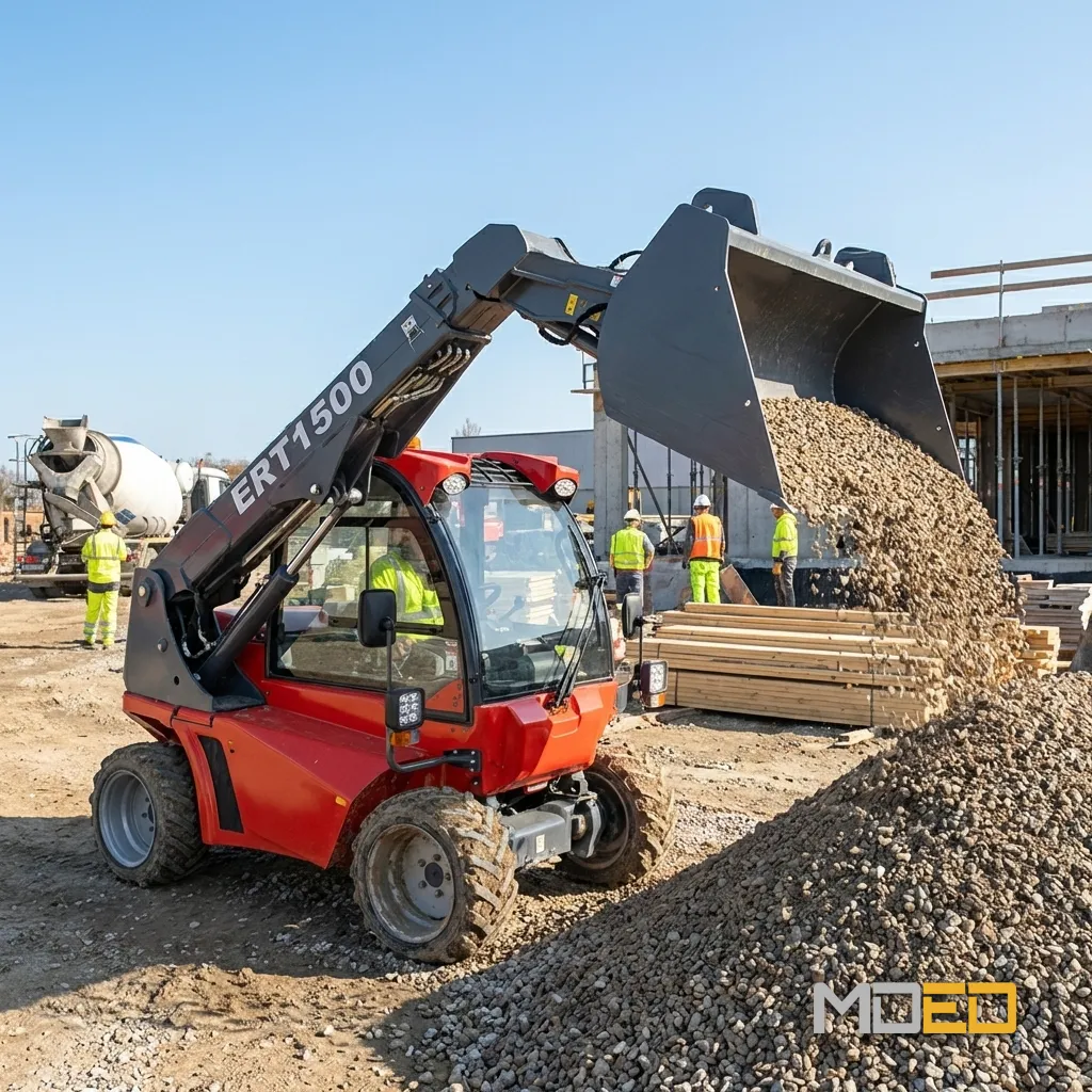 chargeur télescopique Everun ERT1500 4WD levage gravier chantier construction godet capacité manutention