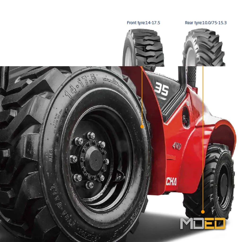 Pneus tout terrain du chariot élévateur Hangcha CPCD35 4WD pour terrain difficile