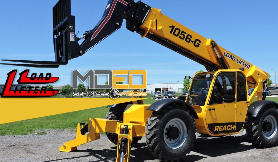 Télescopique Load-Lifter 1056-G jaune, robuste et performant, présenté par MDED Service de pièces au Lac-Saint-Jean.