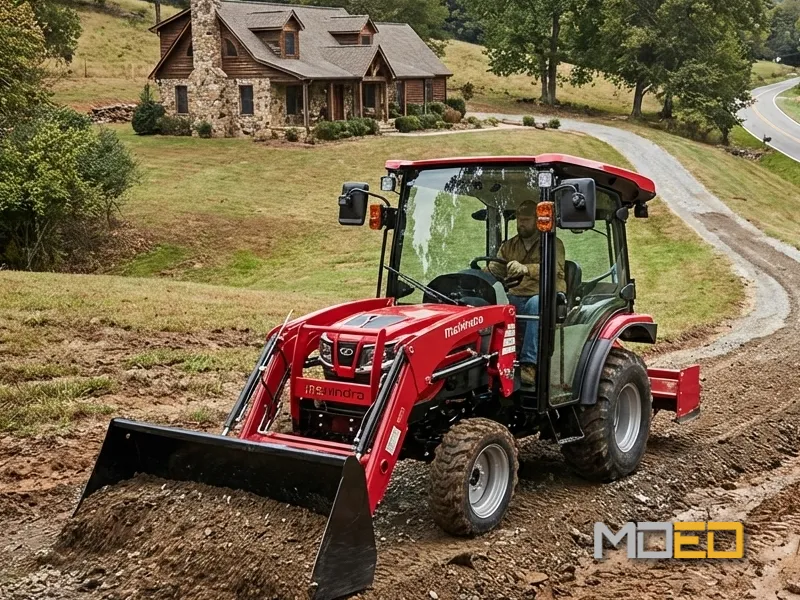 Tracteur compact utilitaire Mahindra | Entretien terrain et chemin | MDED tracteur compact utilitaire Mahindra avec chargeur entretien terrain résidentiel chemin gravel