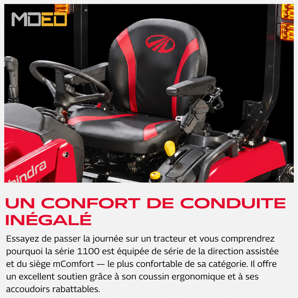 Siège mComfort avec accoudoirs du Mahindra 1123 HST 4WD